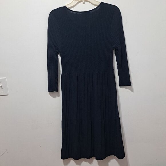 Eileen Fisher Washable Wool Scoop Neck Knit Dress Small Petite Dark Navy/Black - Picture 13 of 14